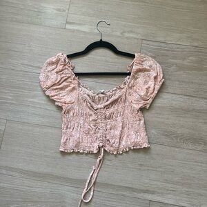 Pink floral crop top